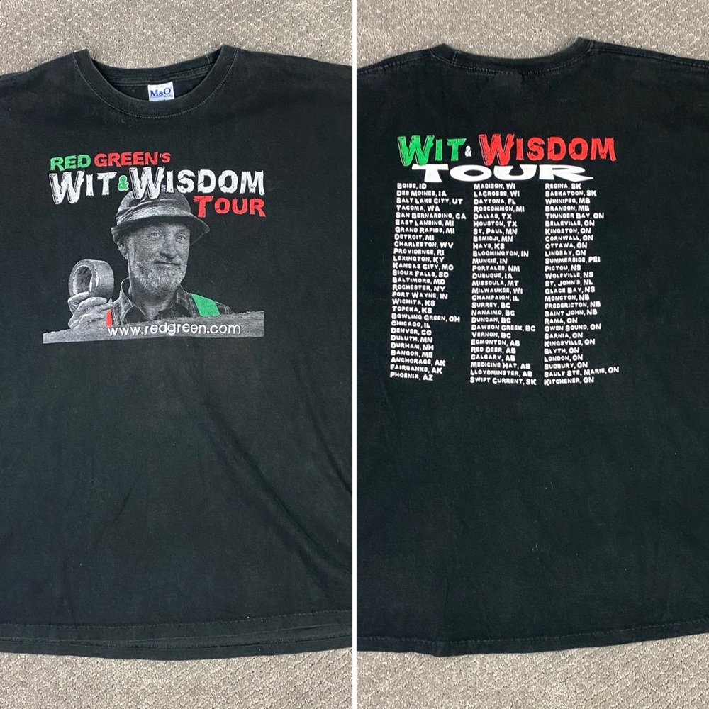 Vintage Red Green Show Wit and Wisdom Tour T Shirt Men's XXL Double Sided 2XL